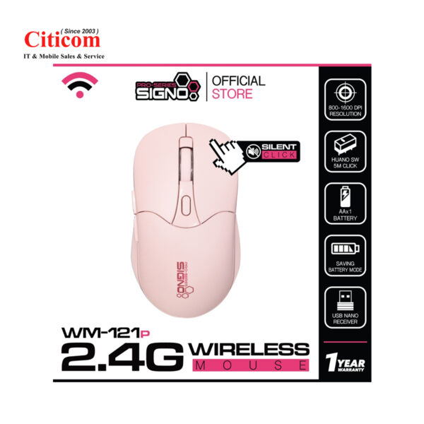 Signo WM121 Wireless Mouse Pink